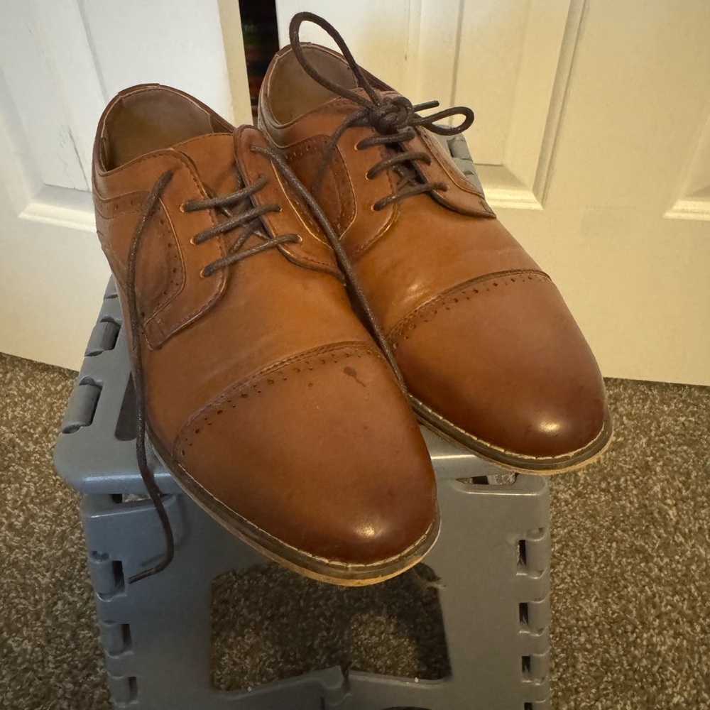 Youth Brown Leather Oxford Shoes
